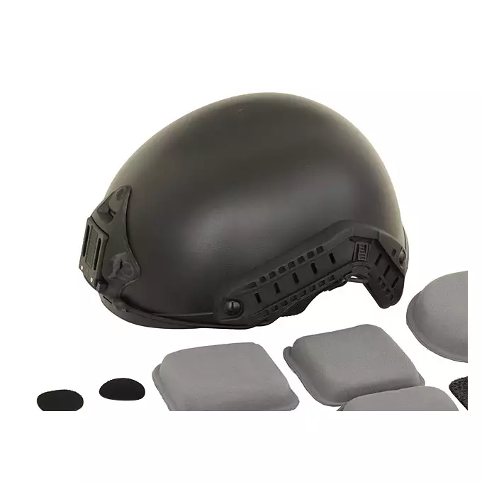 [Set] FAST Ballistic Helmet Replica (L/XL Size) - Black [FMA] + Steel Protective Half Face Mask V.1 - Black/Skull [WOSPORT]
