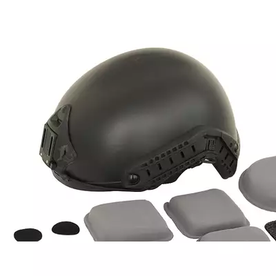 [Zestaw] Replika hełmu FAST Ballistic (Rozmiar L/XL) - Czarny [FMA] + Stalowa maska ochronna V.1 - Black/Skull [WOSPORT]