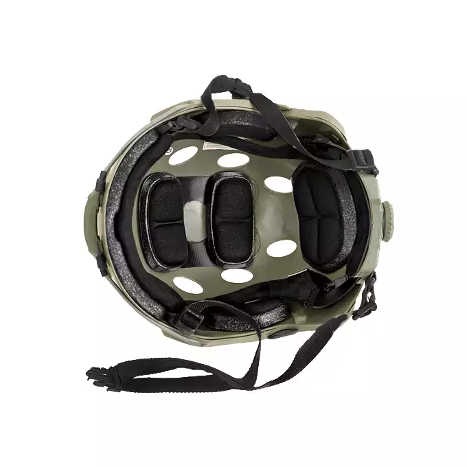 [Zestaw] Replika kasku FAST PJ z szybką regulacją - Ranger Green [EM] + Stalowa maska ochronna V.1 - Olive/Skull [WOSPORT]