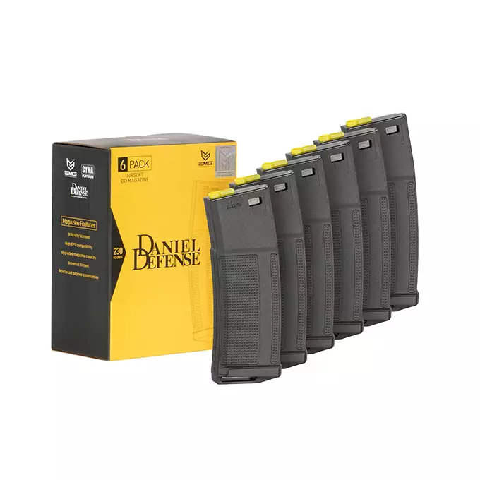[Zestaw] Replika Daniel Defense M4A1 RIII 14.5" Eshooter ETU - Grey [EMG] + 210-kulkowe magazynki mid-cap Daniel Defense M4/AR-15, Zestaw 6 szt. [EMG]