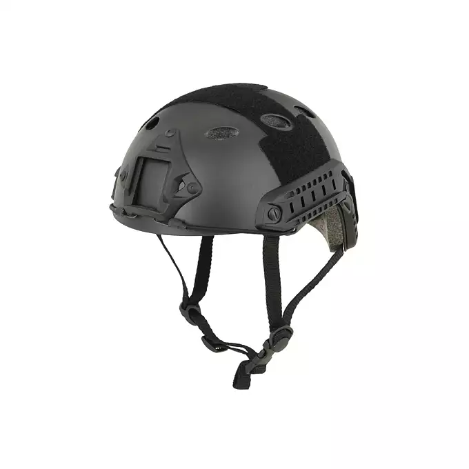 [Zestaw] Replika kasku FAST PJ - Black [EM] + Pokrowiec na hełm/kask typu FAST Mod. A - Tan [8FIELDS]