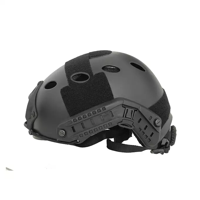 [Zestaw] Replika kasku FAST PJ z szybką regulacją - Black [EM] + Pokrowiec na hełm/kask typu FAST Mod. A - Tan [8FIELDS]