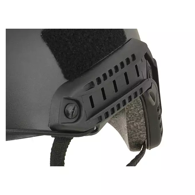 [Zestaw] Replika kasku FAST BJ - Black [EM] + Pokrowiec na hełm/kask typu FAST Mod. A - Tan [8FIELDS]