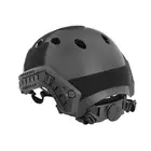 [Zestaw] Replika kasku FAST PJ z szybką regulacją - Black [EM] + Pokrowiec na hełm/kask typu FAST Mod. A - Tan [8FIELDS]