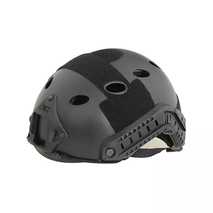 [Zestaw] Replika kasku FAST PJ z szybką regulacją - Black [EM] + Pokrowiec na hełm/kask typu FAST Mod. A - Tan [8FIELDS]