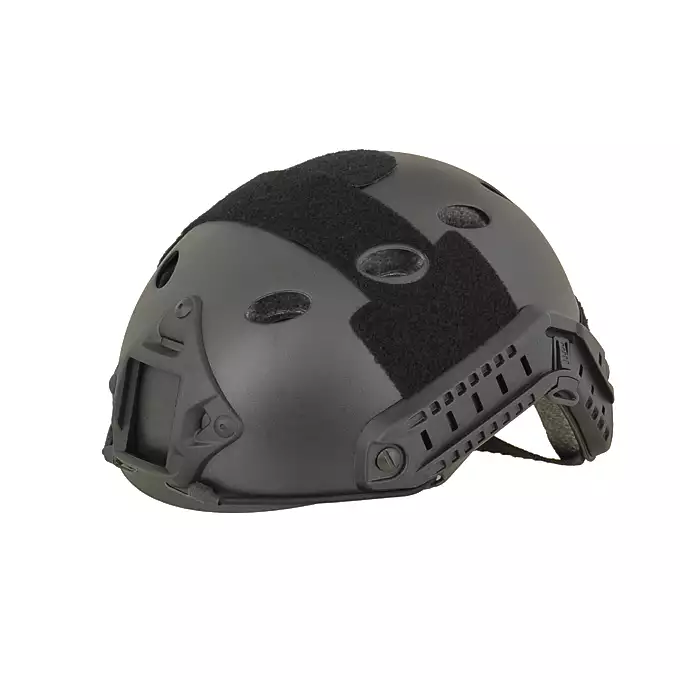 [Zestaw] Replika kasku FAST PJ - Black [EM] + Pokrowiec na hełm/kask typu FAST Mod. A - Black [8FIELDS]