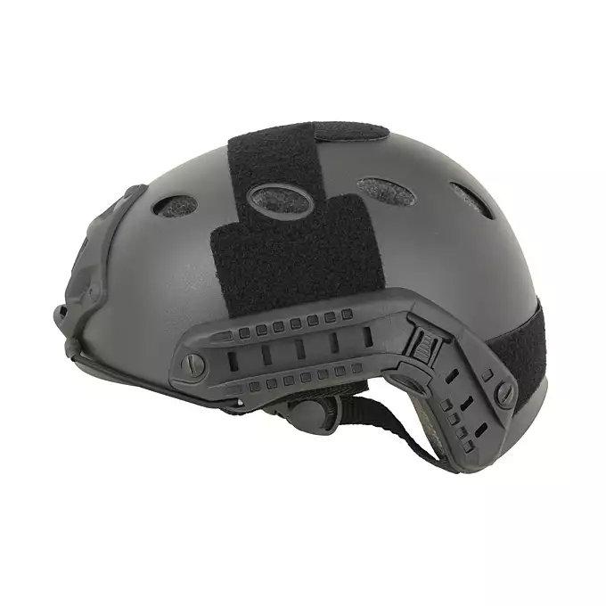 [Zestaw] Replika kasku FAST PJ - Black [EM] + Pokrowiec na hełm/kask typu FAST Mod. A - Tan [8FIELDS]