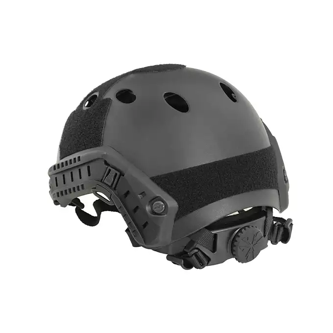 [Zestaw] Replika kasku FAST PJ z szybką regulacją - Black [EM] + Pokrowiec na hełm/kask typu FAST Mod. A - Tan [8FIELDS]
