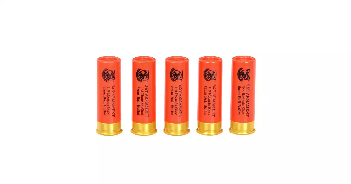 Set of 5 Shells for 3 BBs for M1887 Shotgun Green Gas [S&T] | Taiwangun