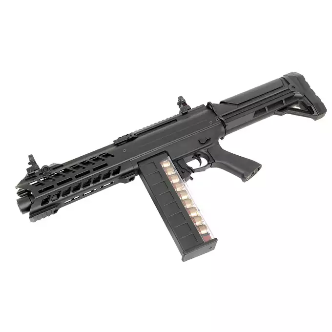 [Zestaw] Airsoftowa strzelba automatyczna AEG SGR-12 [EMG] + Elektryczny magazynek bębnowy do SGR-12 [CYMA]