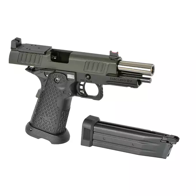 [Zestaw] Replika Pistoletu Staccato 2011 P Licencjonowany przez EMG - Black [6mmProShop] + Tracer Eshooter Flare Cube BT [ESHOOTER]