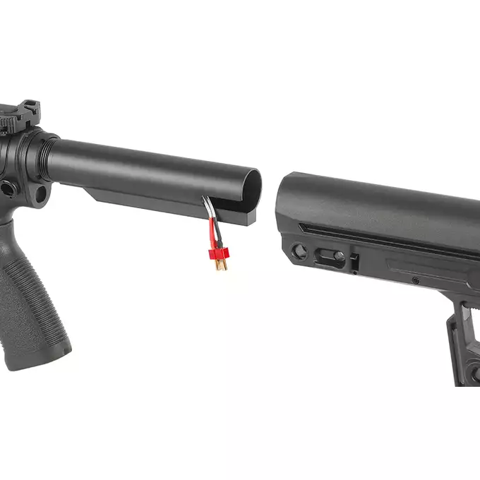 [Zestaw] M906E Full Metal ETU AEG Karabin AR15/M4 - Czarny [Double Eagle] + Tłumik podświetlający kulki z efektem płomienia Flare M [Eshooter]