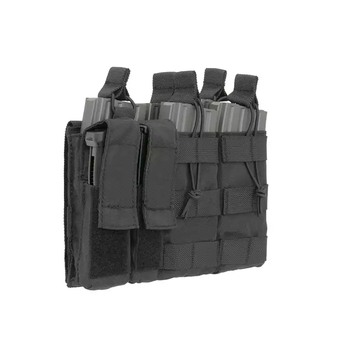 Triple 5.56 Mag/Pistol Pouch Panel (5 plus 2) - Black