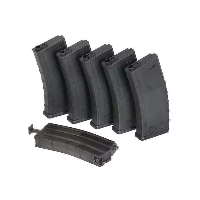 5x Magazynek M4/M16 Mid-Cap 70 kulek plus Speed Loader - Black [SRC]