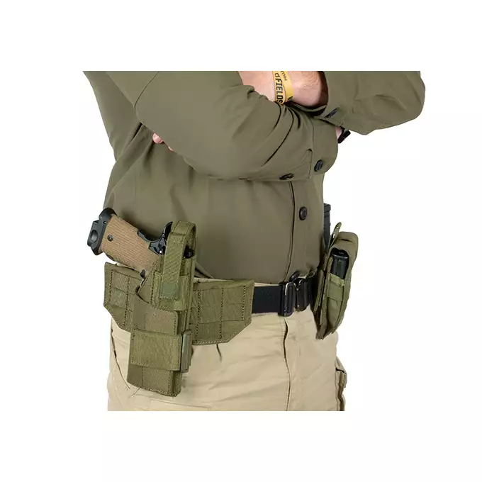 [Zestaw] Sztywny pas XL z klamrą QD - OLIVE [8FIELDS] + Panel MOLLE montowany na pas - Olive [8FIELDS]