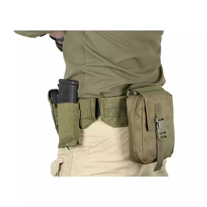 [Zestaw] Sztywny pas M z klamrą QD - OLIVE [8FIELDS] + Panel MOLLE montowany na pas - Olive [8FIELDS]