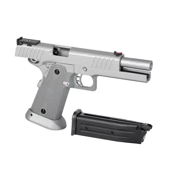 [Zestaw] R609 - Silver [Army Armament] + Długi magazynek do modeli Hi-Capa R501/R603/R604 - Czarny [JAG Arms]