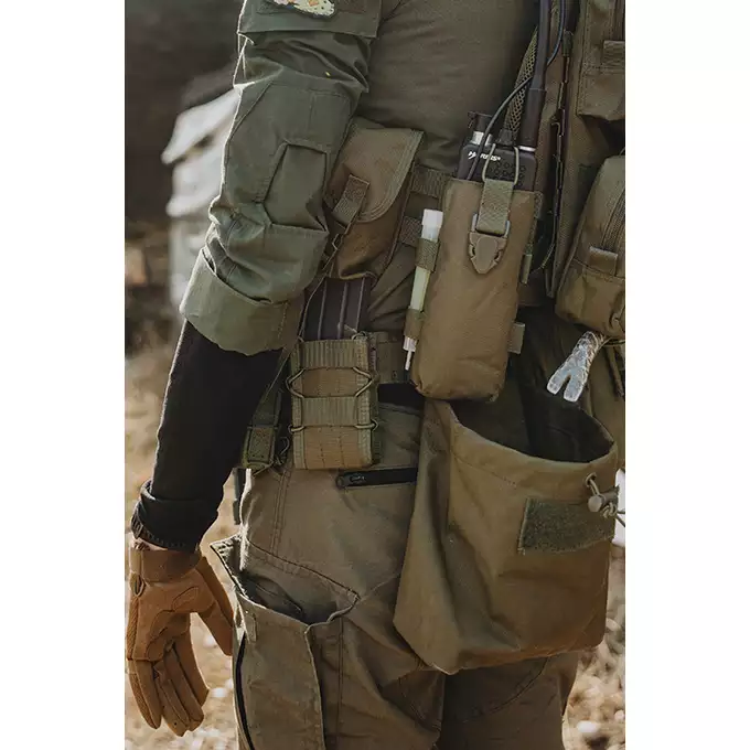 [Zestaw] Sztywny Pas Bojowy MOLLE (M) - Olive [8FIELDS] + Szybka podwójna ładownica MOLLE na magazynki do karabinu - Olive