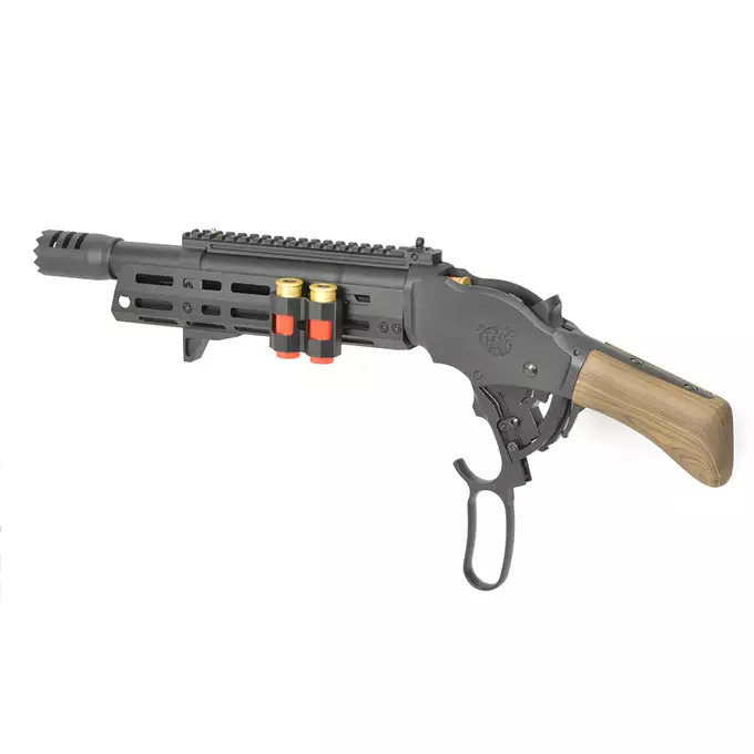 [Zestaw] Replika strzelby lever action AT8701 [Golden Eagle] + Komplet polimerowych szyn montażowych - MLOCK/Key-mod - Black [MP]