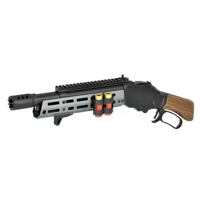 [Zestaw] Replika strzelby lever action AT8701GY [Golden Eagle] + Komplet polimerowych szyn montażowych - MLOCK/Key-mod - Black [MP]