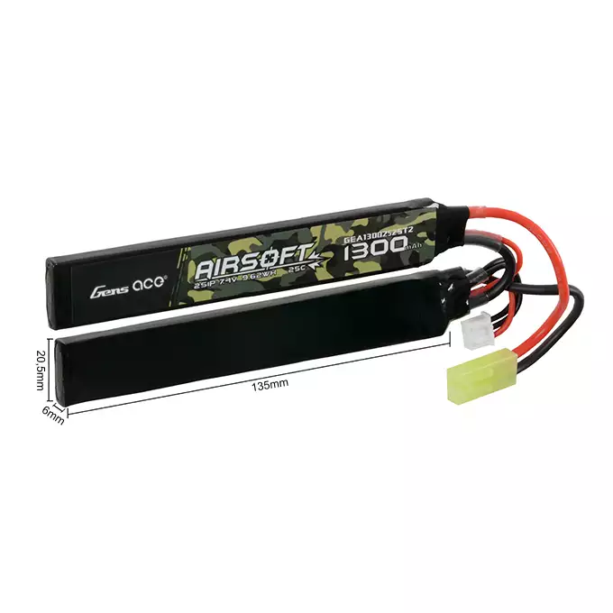 [Zestaw] Akumulator airsoftowy 25C 1300mAh 2S1P 7.4V LiPo mini Tamiya