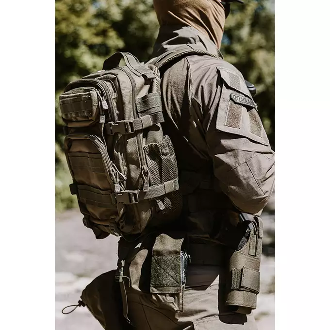 [Zestaw] Sztywny Pas Bojowy MOLLE (L) - Olive [8FIELDS] + Szybka podwójna ładownica MOLLE na magazynki do karabinu - Olive