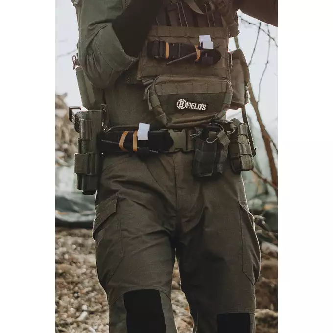 [Zestaw] Sztywny Pas Bojowy MOLLE (M) - Olive [8FIELDS] + Szybka podwójna ładownica MOLLE na magazynki do karabinu - Olive
