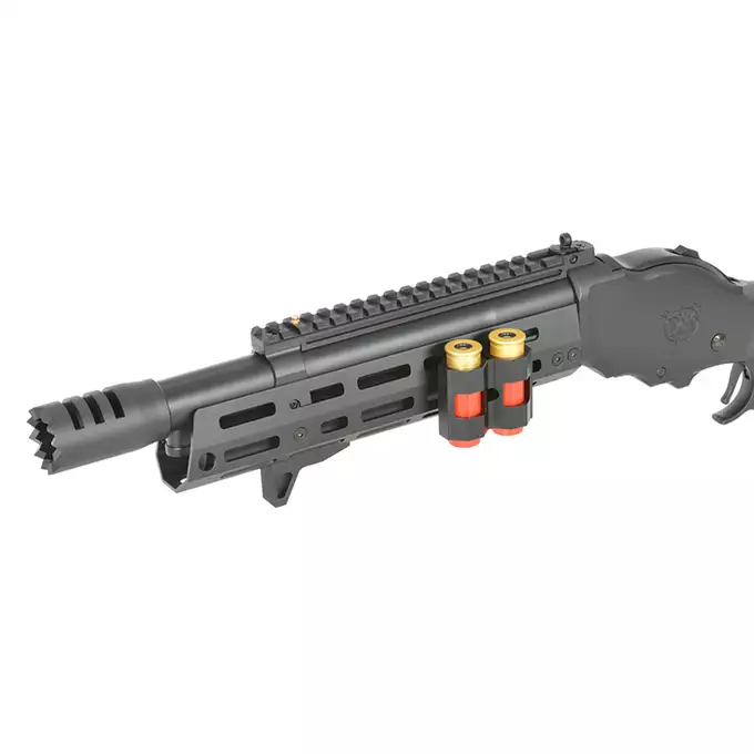 [Zestaw] Replika strzelby lever action AT8701 [Golden Eagle] + Komplet polimerowych szyn montażowych - MLOCK/Key-mod - Black [MP]