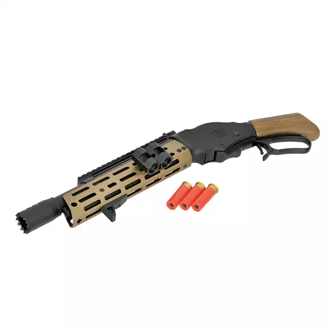 [Set] AT8701T lever-action shotgun replica - Black [Golden Eagle] + KeyMod/MLOCK Polymer Rail Set - Black [MP]
