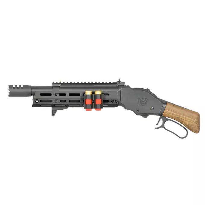 [Zestaw] Replika strzelby lever action AT8701 [Golden Eagle] + Komplet polimerowych szyn montażowych - MLOCK/Key-mod - Black [MP]