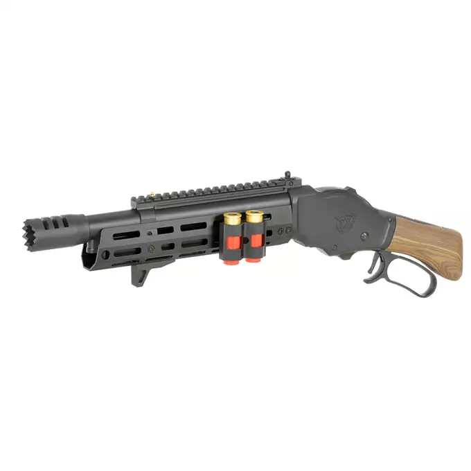 [Zestaw] Replika strzelby lever action AT8701 [Golden Eagle] + Komplet polimerowych szyn montażowych - MLOCK/Key-mod - Black [MP]