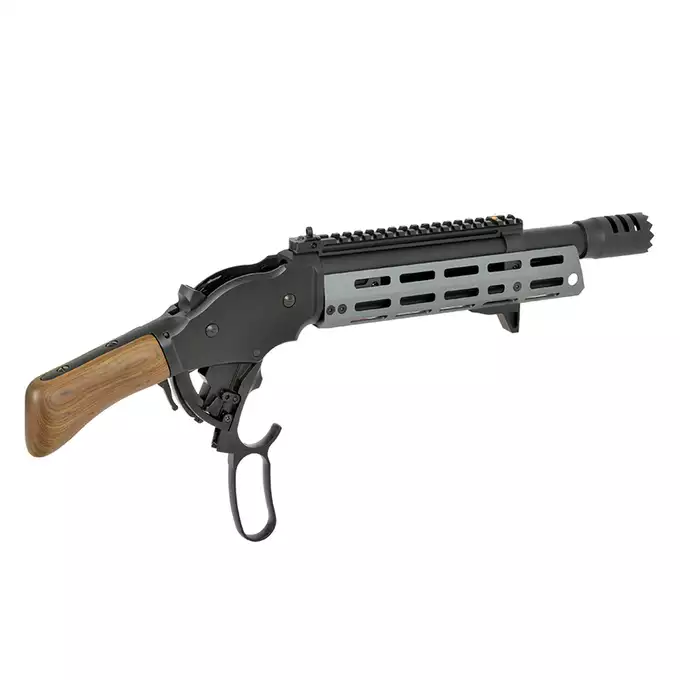 [Zestaw] Replika strzelby lever action AT8701GY [Golden Eagle] + Komplet polimerowych szyn montażowych - MLOCK/Key-mod - Black [MP]