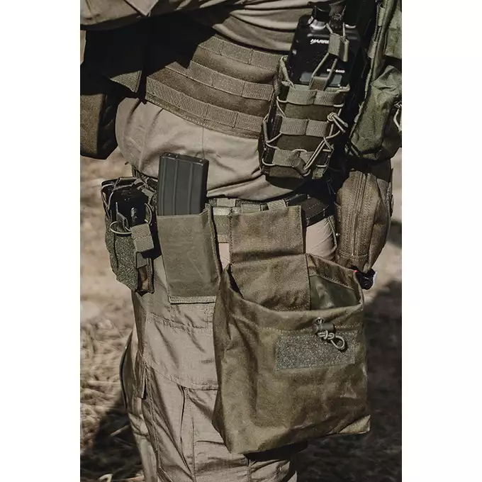 [Zestaw] Sztywny Pas Bojowy MOLLE (XL) - Olive [8FIELDS] + Szybka podwójna ładownica MOLLE na magazynki do karabinu - Olive