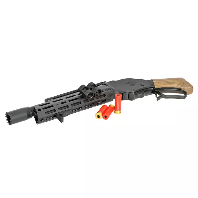 [Zestaw] Replika strzelby lever action AT8701 [Golden Eagle] + Komplet polimerowych szyn montażowych - MLOCK/Key-mod - Black [MP]