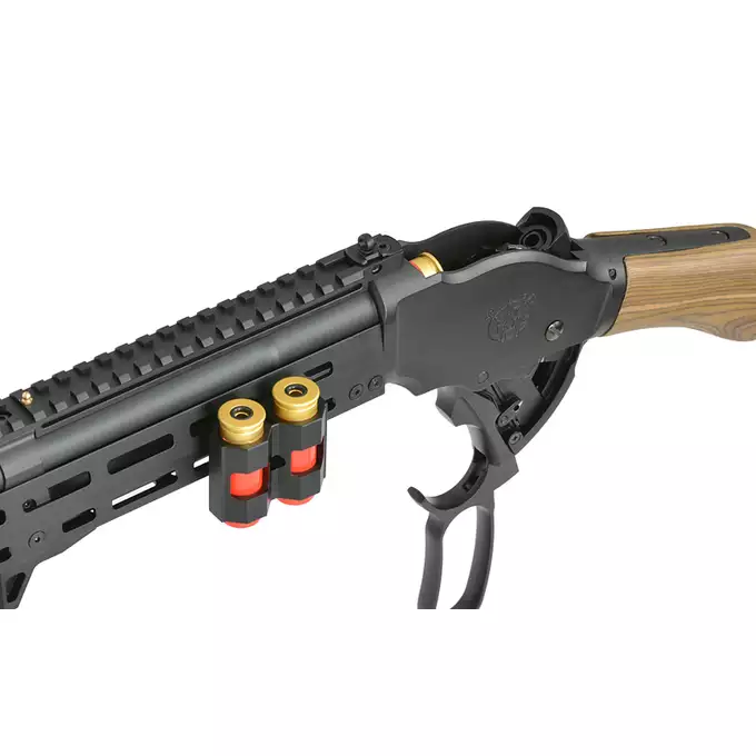 [Zestaw] Replika strzelby lever action AT8701 [Golden Eagle] + Komplet polimerowych szyn montażowych - MLOCK/Key-mod - Black [MP]