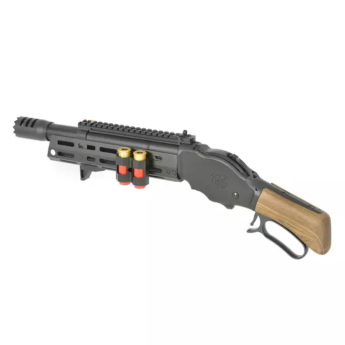 [Zestaw] Replika strzelby lever action AT8701 [Golden Eagle] + Komplet polimerowych szyn montażowych - MLOCK/Key-mod - Black [MP]