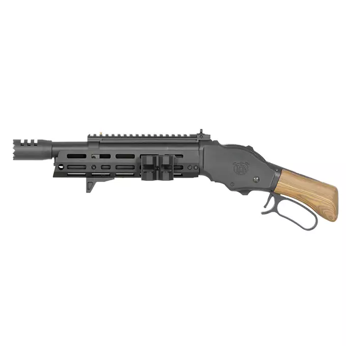 [Zestaw] Replika strzelby lever action AT8701 [Golden Eagle] + Komplet polimerowych szyn montażowych - MLOCK/Key-mod - Black [MP]