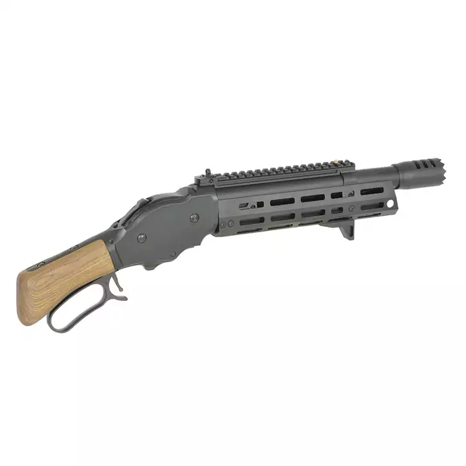 [Zestaw] Replika strzelby lever action AT8701 [Golden Eagle] + Komplet polimerowych szyn montażowych - MLOCK/Key-mod - Black [MP]