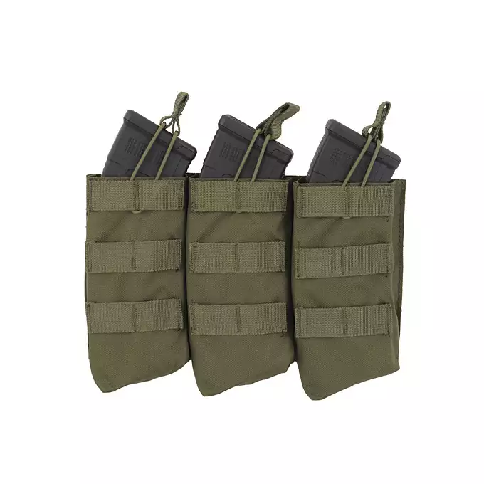 [Zestaw] Prosty Plate Carrier z atrapami miękkich wkładów balistycznych - Olive + Otwarta potrójna ładownica na magazynki AK 7.62x39 - OLIVE [8FIELDS]