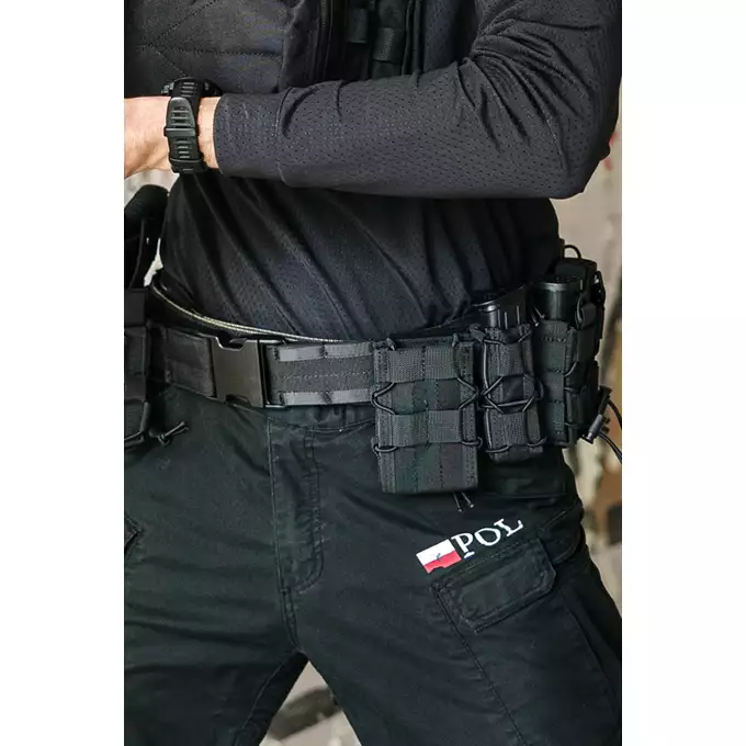 [Zestaw] Sztywny Pas Bojowy MOLLE (L) - Black [8FIELDS] + Torba zrzutowa na magazynki - BLACK [8FIELDS]