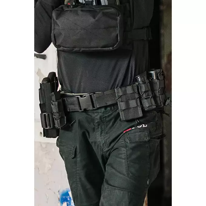 [Zestaw] Sztywny Pas Bojowy MOLLE (L) - Black [8FIELDS] + Torba zrzutowa na magazynki - BLACK [8FIELDS]