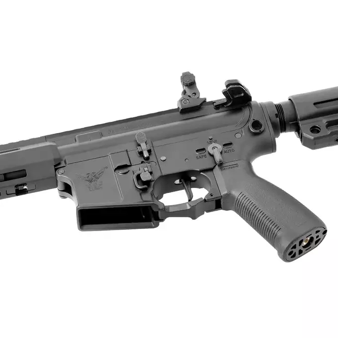 [Zestaw] M906E Full Metal ETU AEG Karabin AR15/M4 - Czarny [Double Eagle] + Magazynek Mid-Cap na 160 kulek do M4/AR15 [Fuxing]