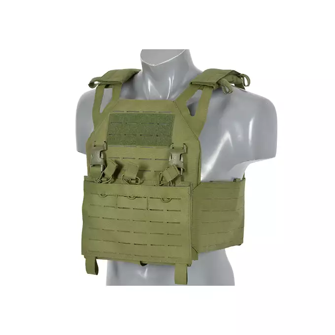 Laser-Cut “Buckle Up" Operator Plate Carrier with AR/AK Magazine Pouch — Olive [8Fields]