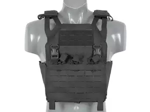 Laser-Cut “Buckle Up" Operator Plate Carrier with AR15/AK Magazine Pouch — Black [8Fields]