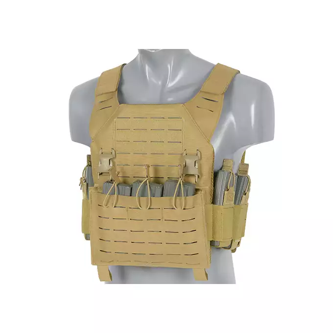 Laser-Cut “Buckle Up" Recon Plate Carrier with AR/AK Magazine Pouch — COYOTE [8Fields]
