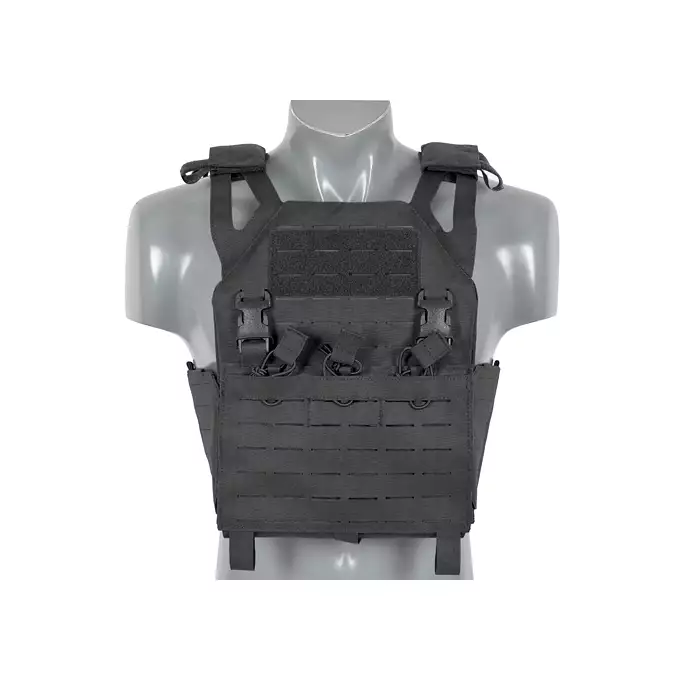 Laser-Cut “Buckle Up" Operator Plate Carrier with AR/AK Magazine Pouch — Black [8Fields]