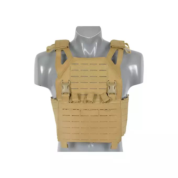 Laser-Cut “Buckle Up" Operator Plate Carrier with AR/AK Magazine Pouch — Coyote [8Fields]
