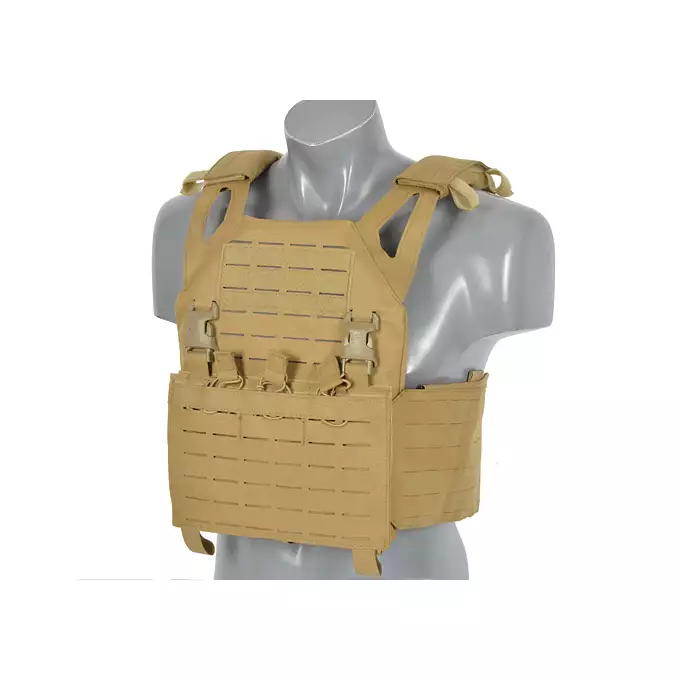 Laser-Cut “Buckle Up" Operator Plate Carrier with AR/AK Magazine Pouch — Coyote [8Fields]