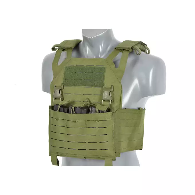 Laser-Cut “Buckle Up" Operator Plate Carrier with AR/AK Magazine Pouch — Olive [8Fields]