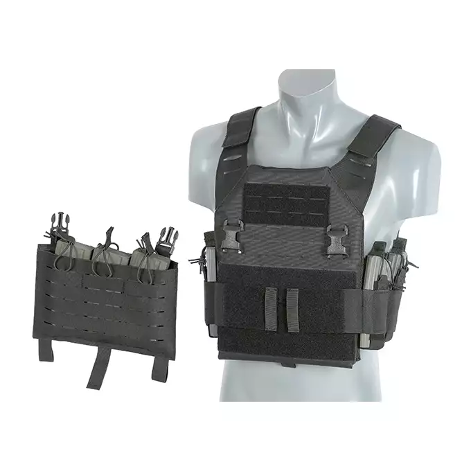 Laser-Cut “Buckle Up" Recon Plate Carrier with AR/AK Magazine Pouch — Black [8Fields]